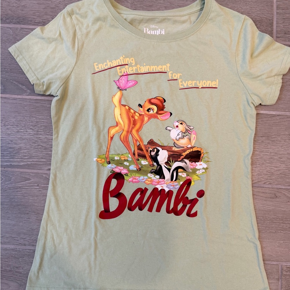 Disney Bambi Thumper Crew Neck Short Sleeve Green Graphic T-Shirt Women Size XL